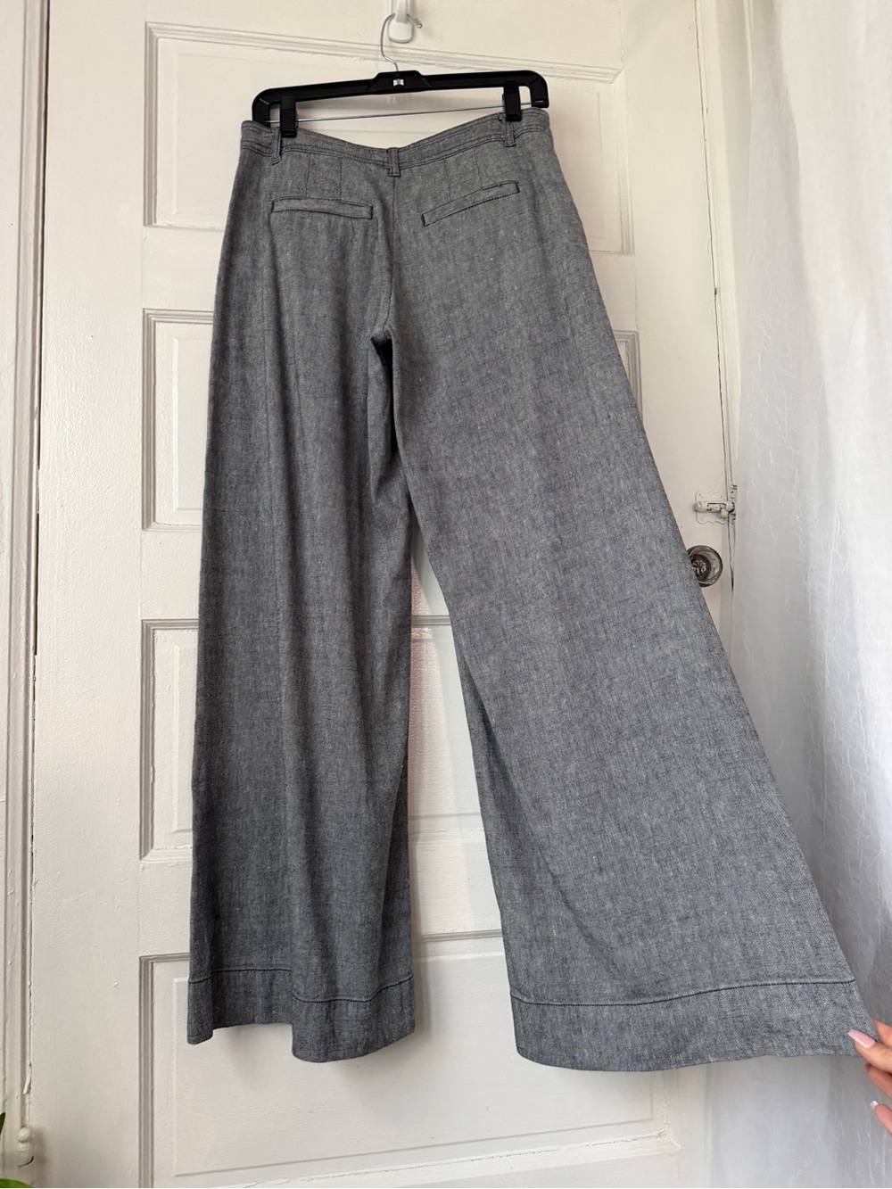 Anthropologie Linen Blend Wide Leg Low Rise Pants Relaxed Fit Minimalist Boho - Picture 4 of 14